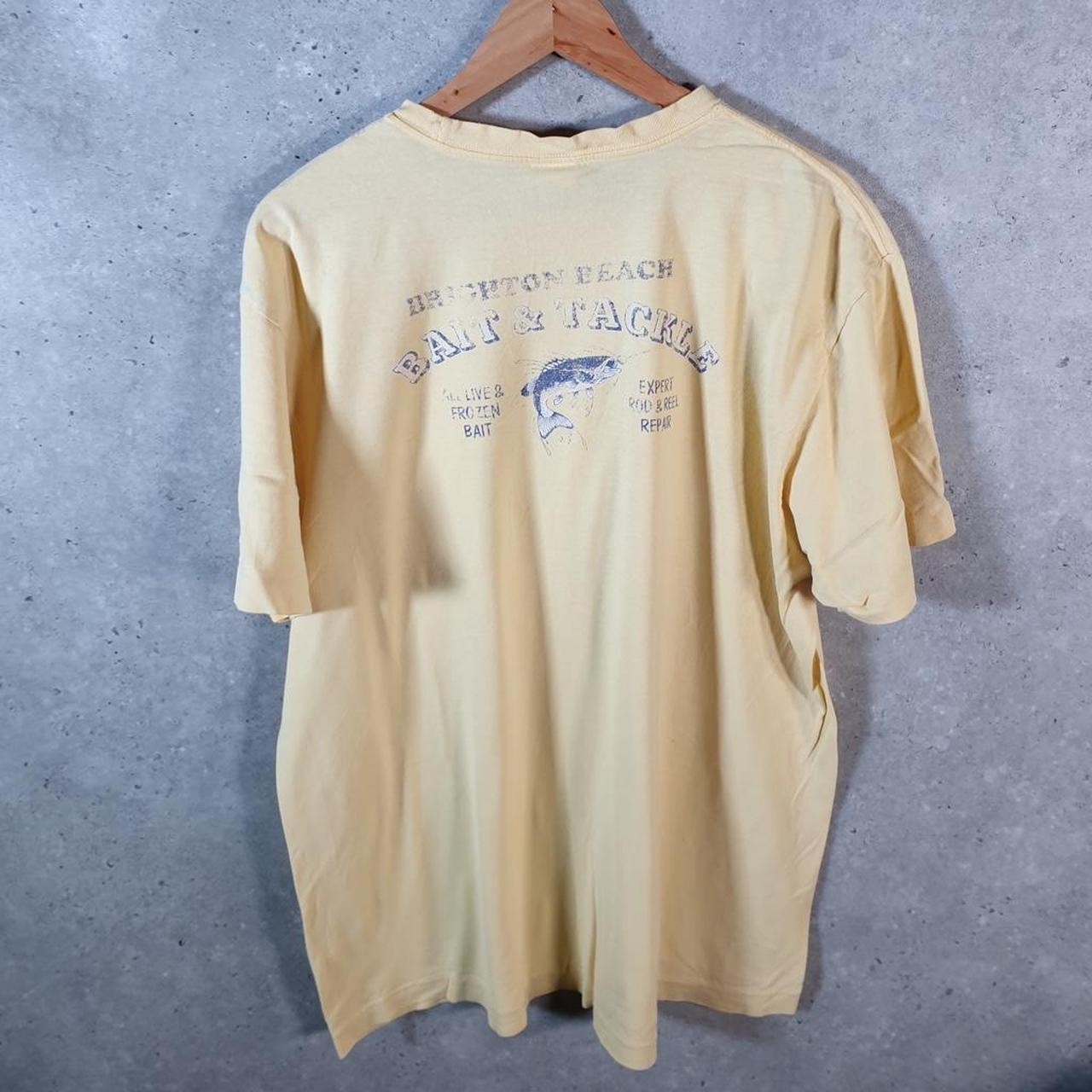 Vintage Old Navy Brighton Beach Bait & Tackle 90s USA T Shirt Mens XL Yellow