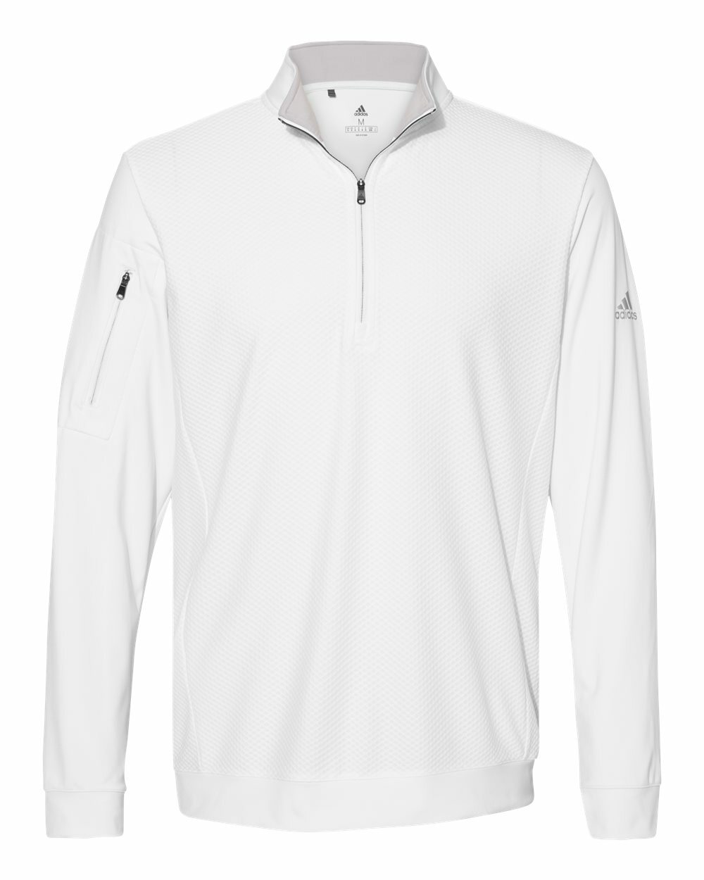 Adidas Golf Top UPF 50+ Logo Performance Textured 1/4 Zip Pocket Pullover Jacket