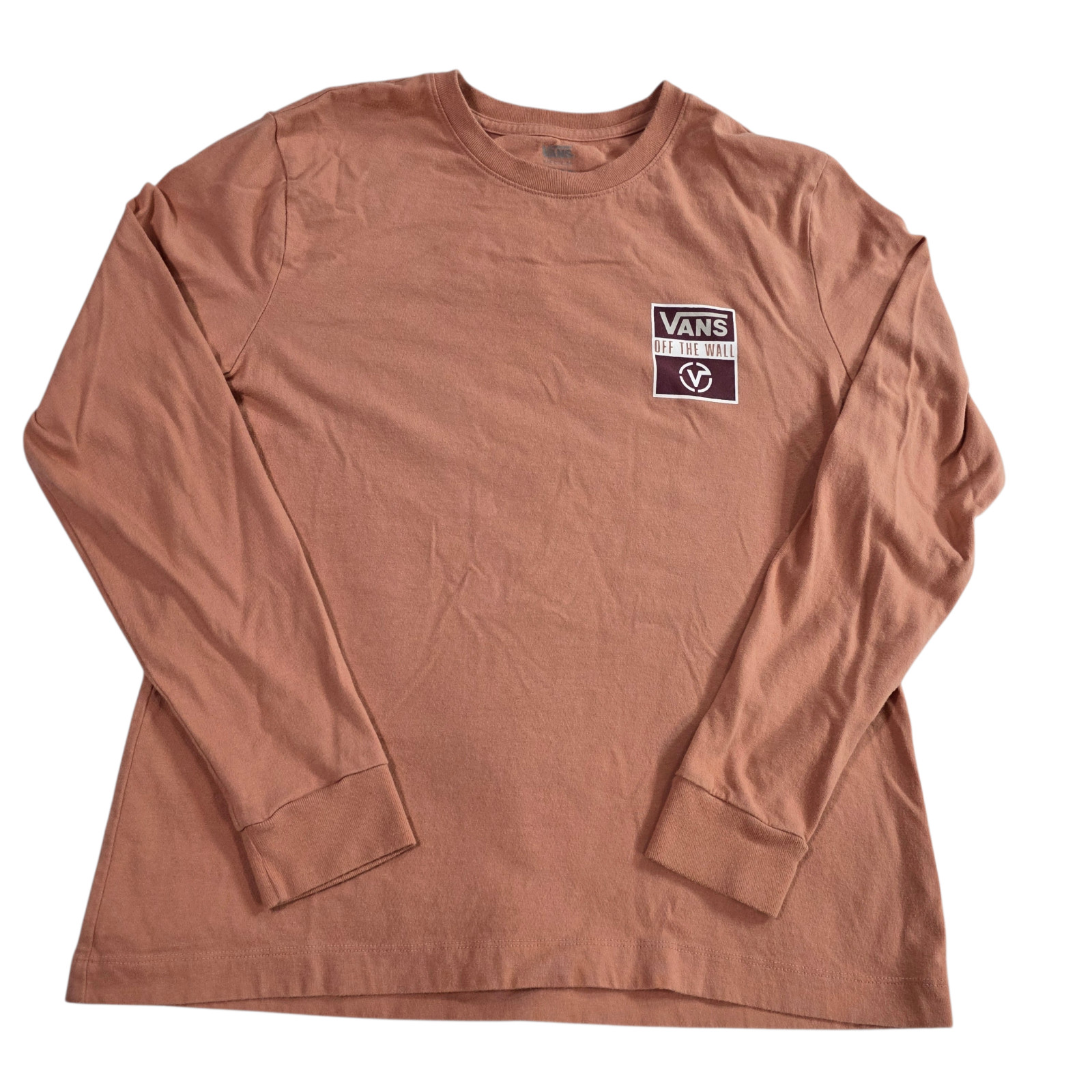Vans Off The Wall T-Shirt Mens Peach Graphic M Crew Neck Long Sleeve Streetwear gallery