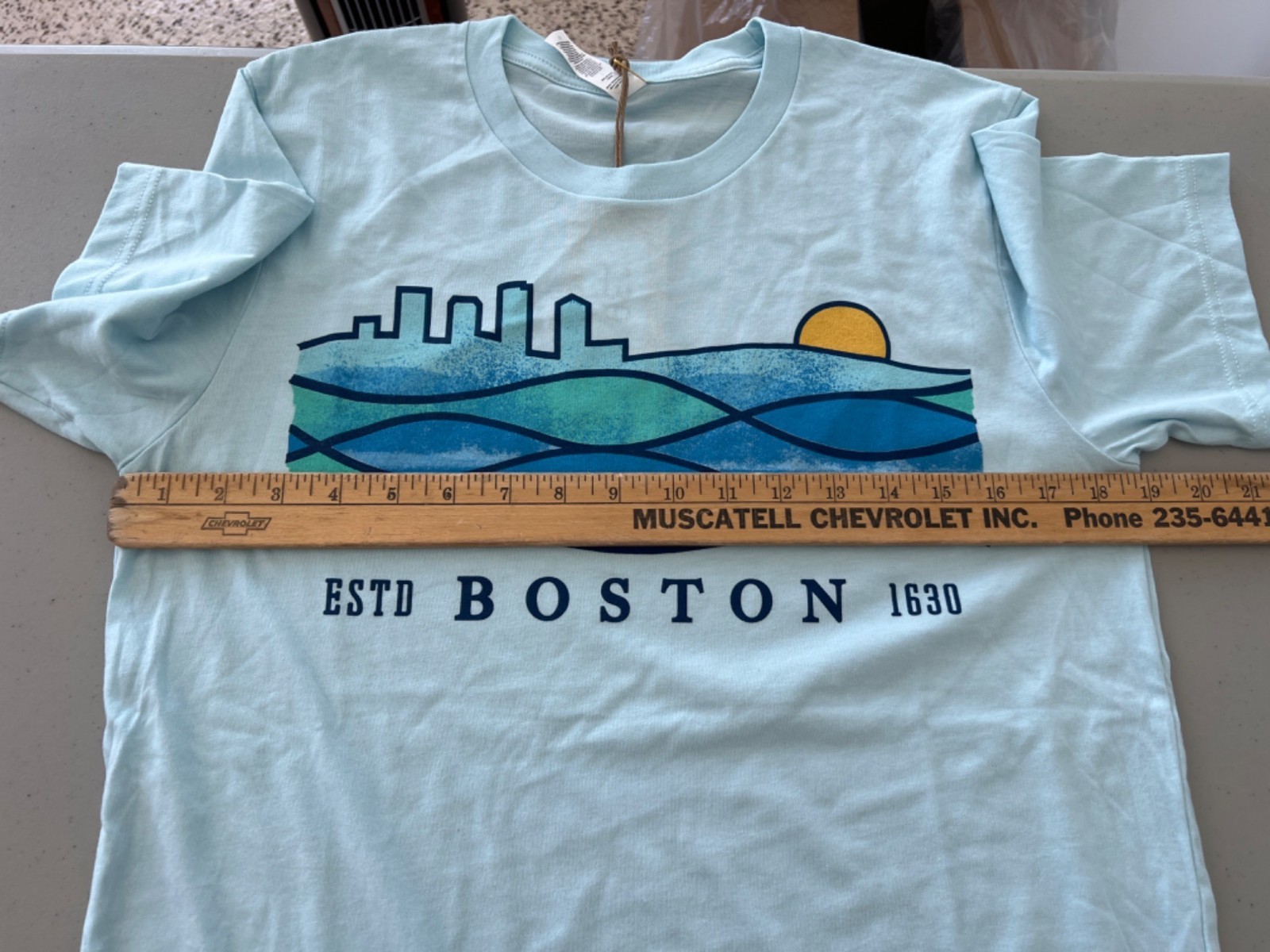 Good Land Supply Co. Graphic Tee Medium Boston 1630 Ice Blue Cotton Blend NEW gallery