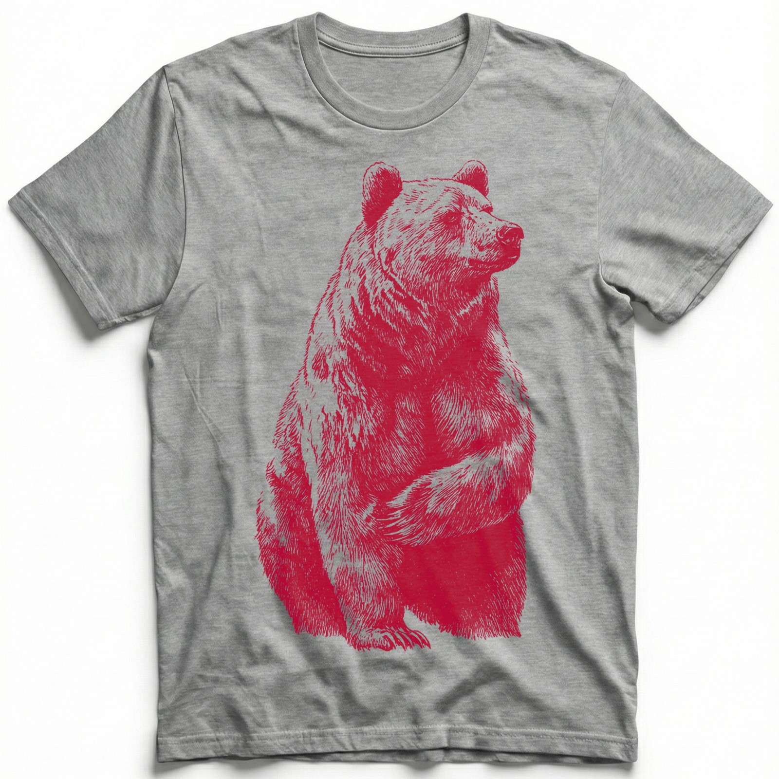 Red Grizzly Bear Silhouette Wildlife Nature T-Shirt Forest Animal Graphic Tee gallery
