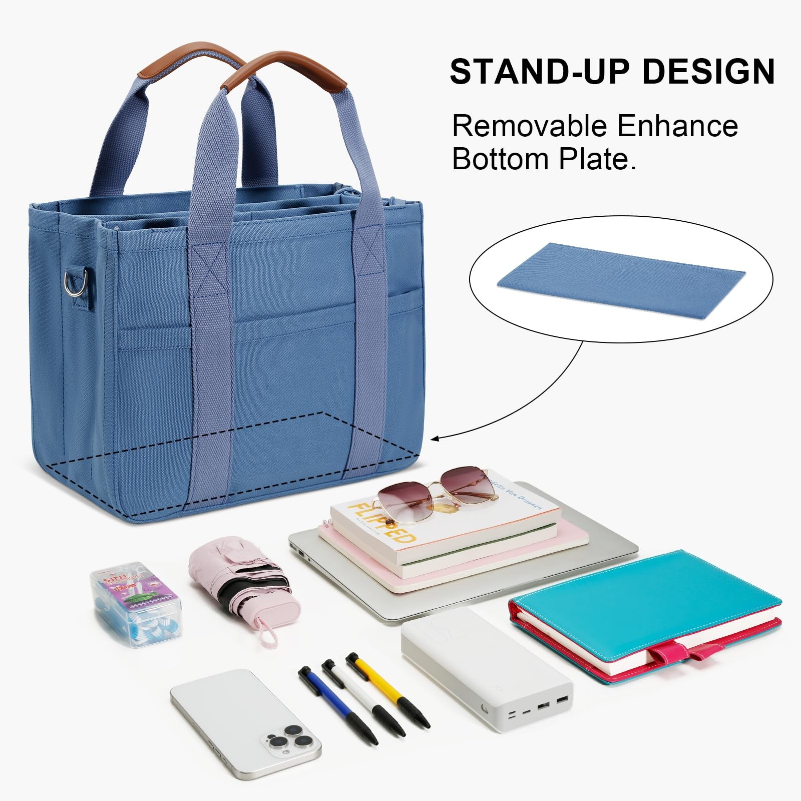 Large Canvas Tote Bag for Women with Zipper, Compartments, and Pockets gallery