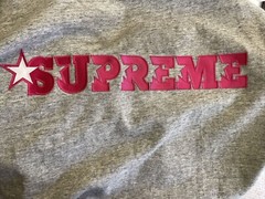 Supreme SS20 PINK Star LOGO Heather Grey Short Sleeve T-Shirt Size Large NWOT