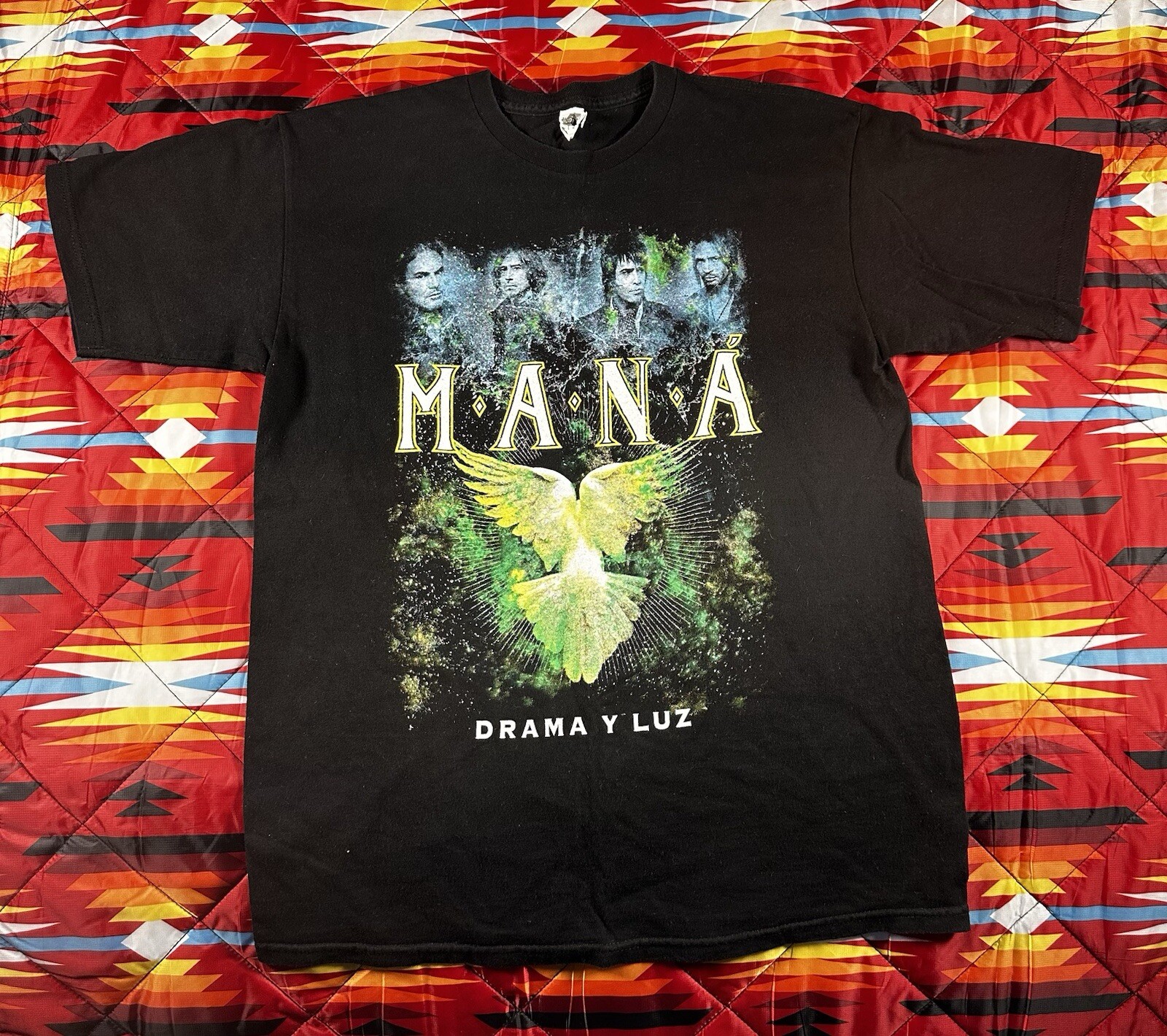 Mana Drama Y Luz 2011 Tour Shirt Black Double Sided Size Med Banda Music Band