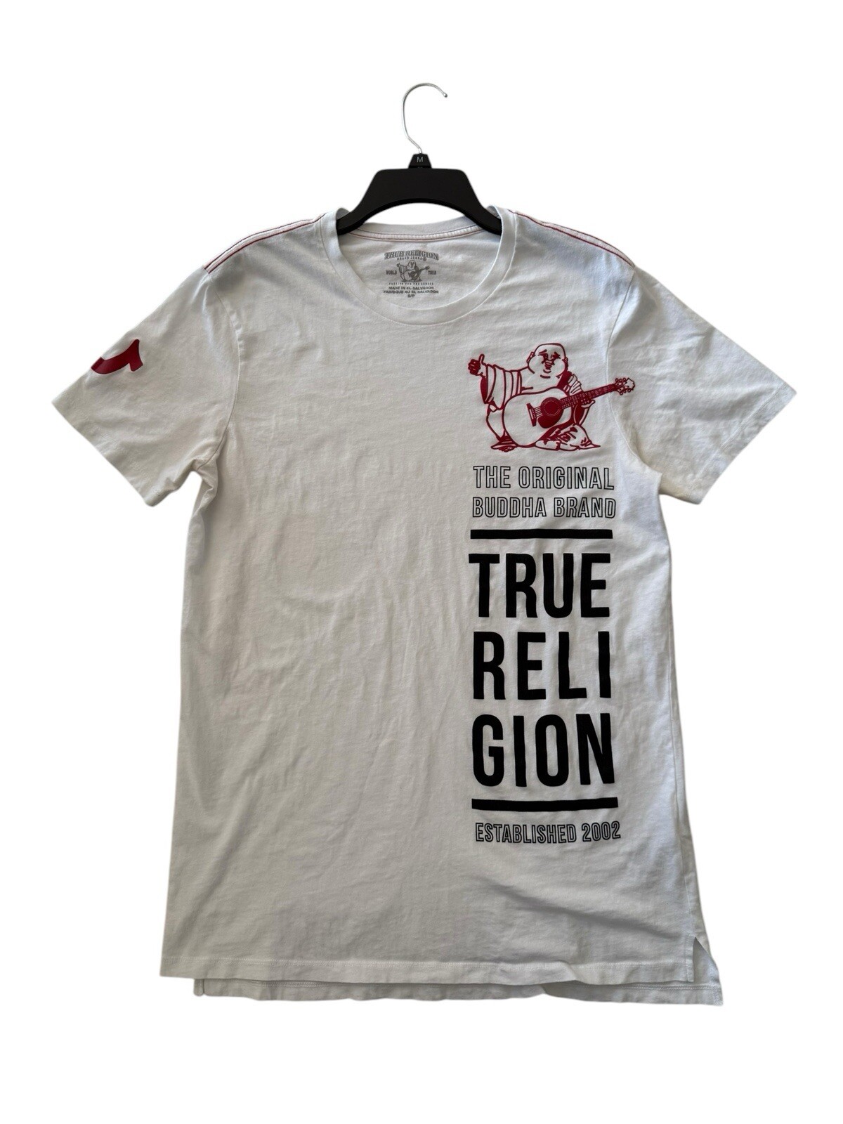 True Religion The Original Buddha Brand White T Shirt Men’s SZ M Long Length GUC gallery