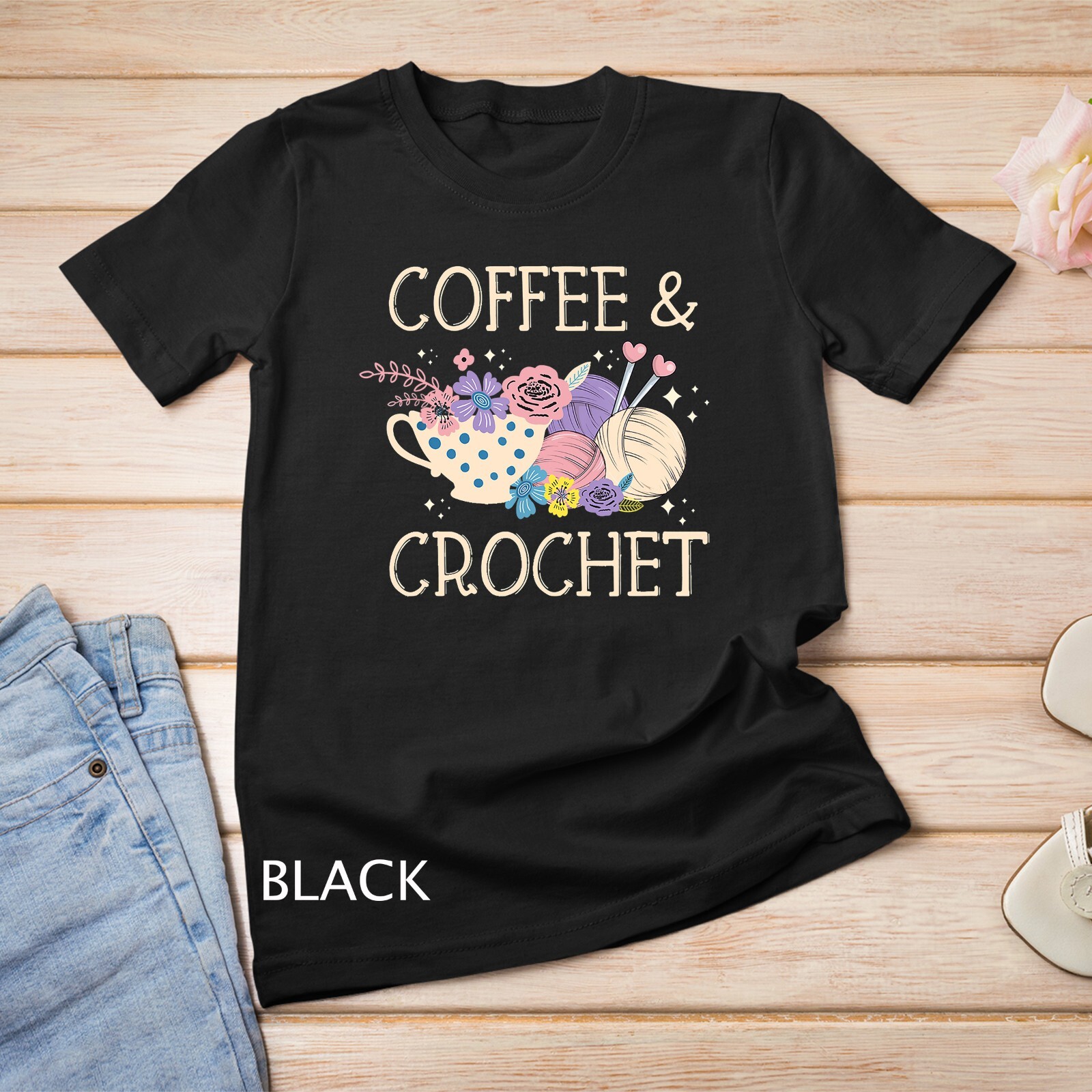 Crochet Coffee Crocheter Knitting Yarn Crocheting Lover T-Shirt Unisex T-shirt gallery