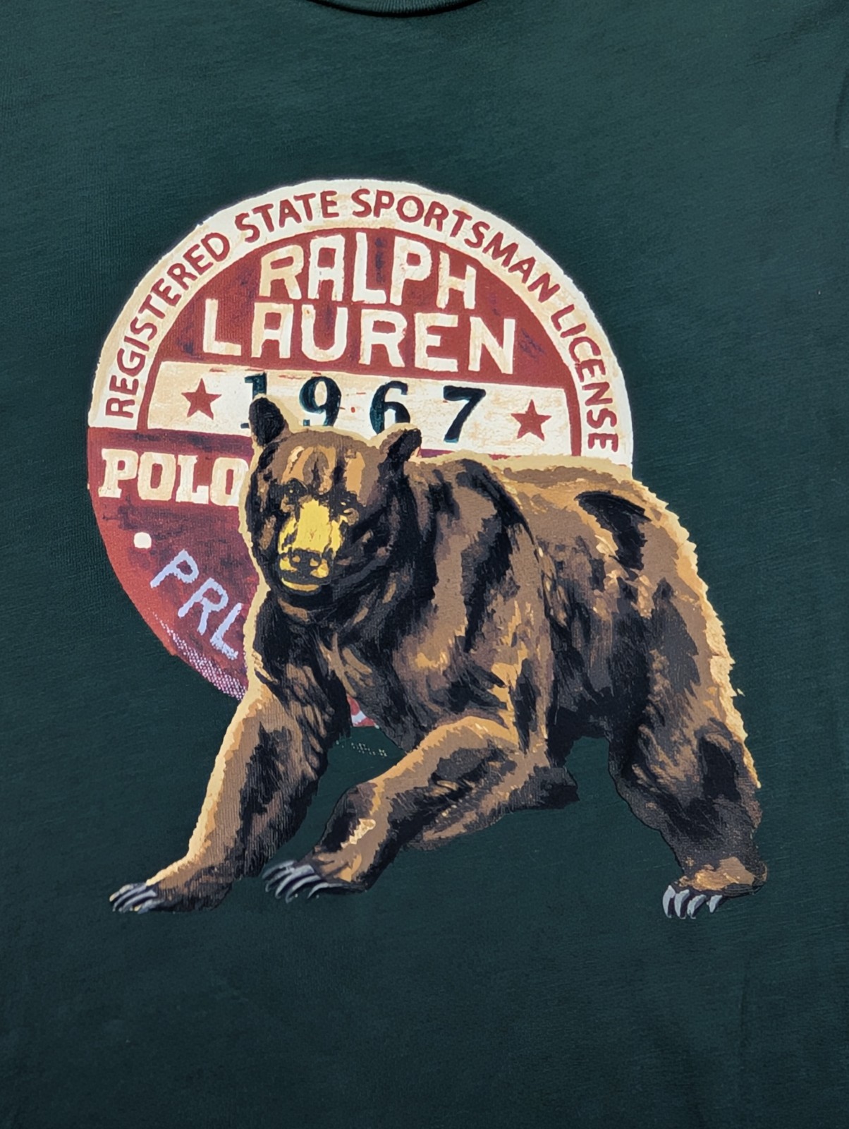 Polo Ralph Lauren State Sportsman License Grizzly Bear Tee Size M WORN ONCE gallery