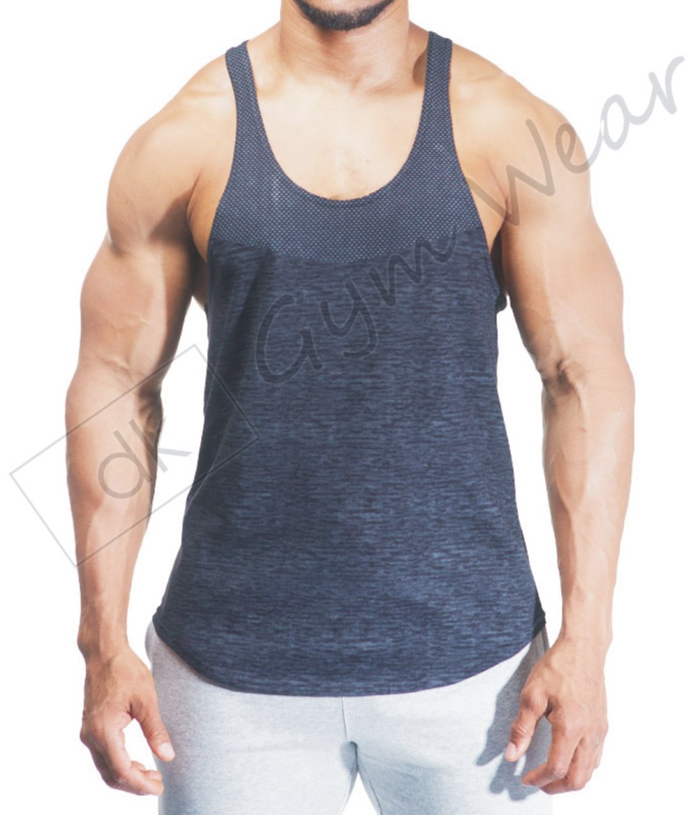 Mens Bodybuilding Gym Stringer Vest Y Back Racer Back Tank Top Fade Out Gym Vest