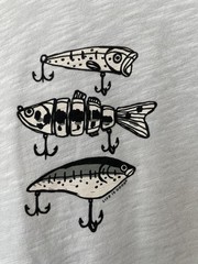 Life Is Good Tee Medium Hooks and Tackle Slub Crewneck Shirt Fishing Lures NEW