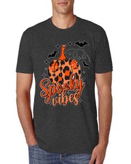 Spooky Vibes Pumpkin Skulls Bats Stars Men Tri Blend TShirt