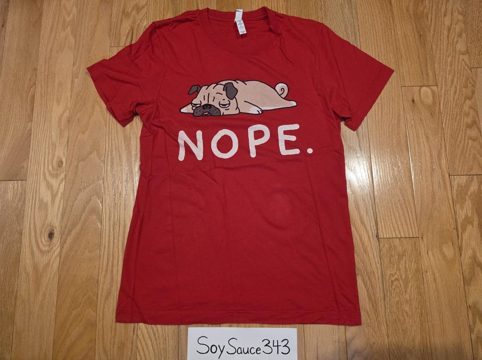 WOOT! SHIRT DOUBLE NOPE FUNNY PUG DOG ART RED TEE SHIRT SIZE MEDIUM