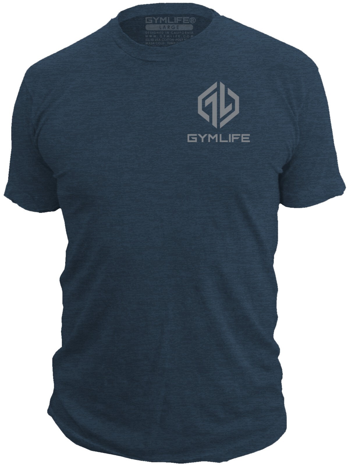 GYM LIFE® ICON Mens Athletic T-Shirt Workout Exercise Fitness Shirts, Navy Blue gallery