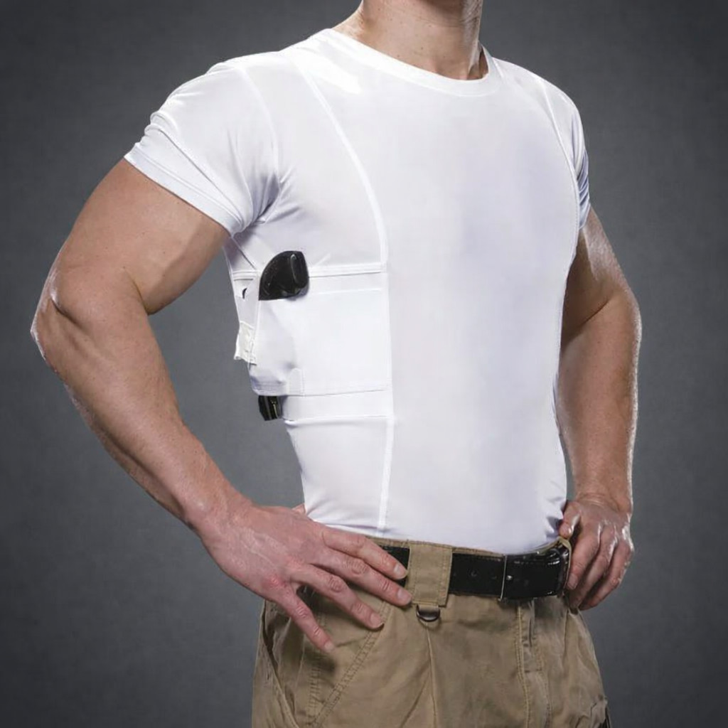 Men Tactical Concealed Carry Shirt Short Sleeve Hidden Holster Pockets gallery