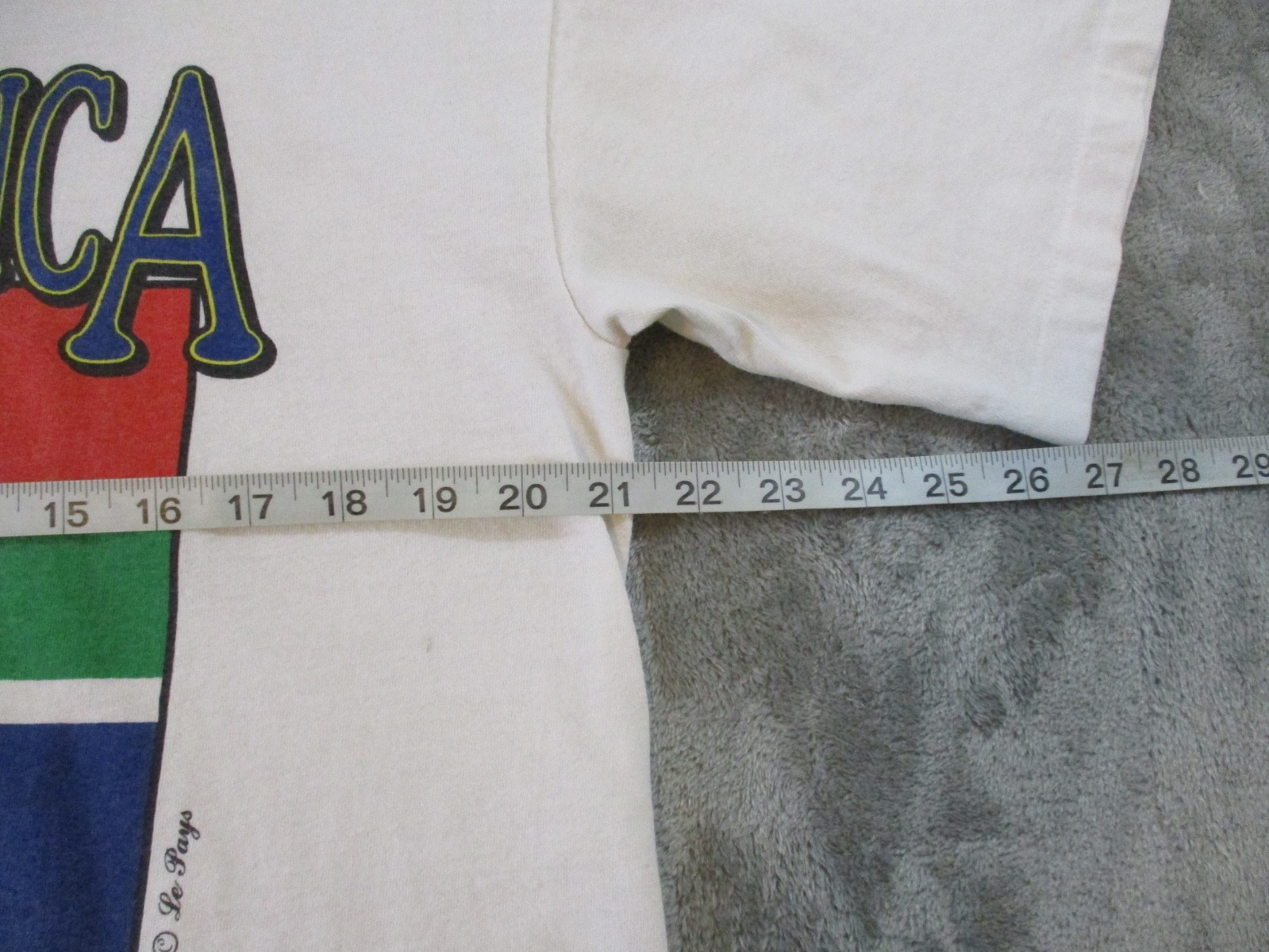 Vintage South Africa Shirt Mens Large White Red Green Flag Single Stitch USA gallery