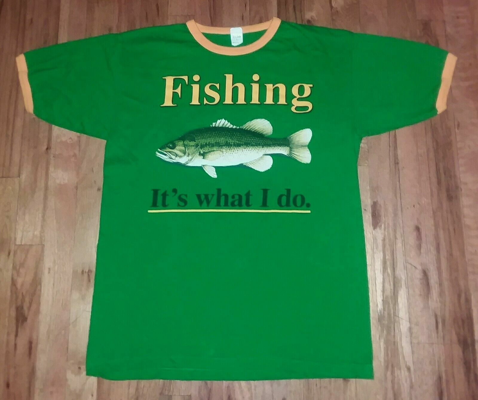 vintage ringer Fish Fishing Its what I do t shirt L salmon trout boat rod reel gallery