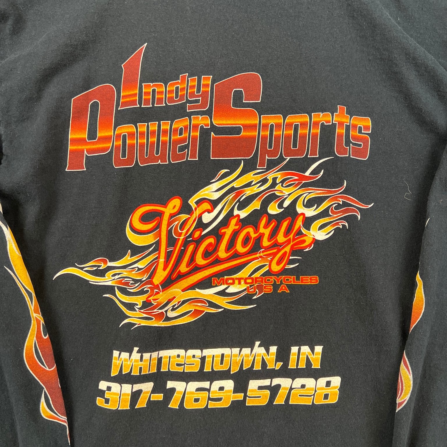 VTG Victory Motorcycles T-Shirt Mens M Black Indy Power Sports Flame Graphic Y2K gallery