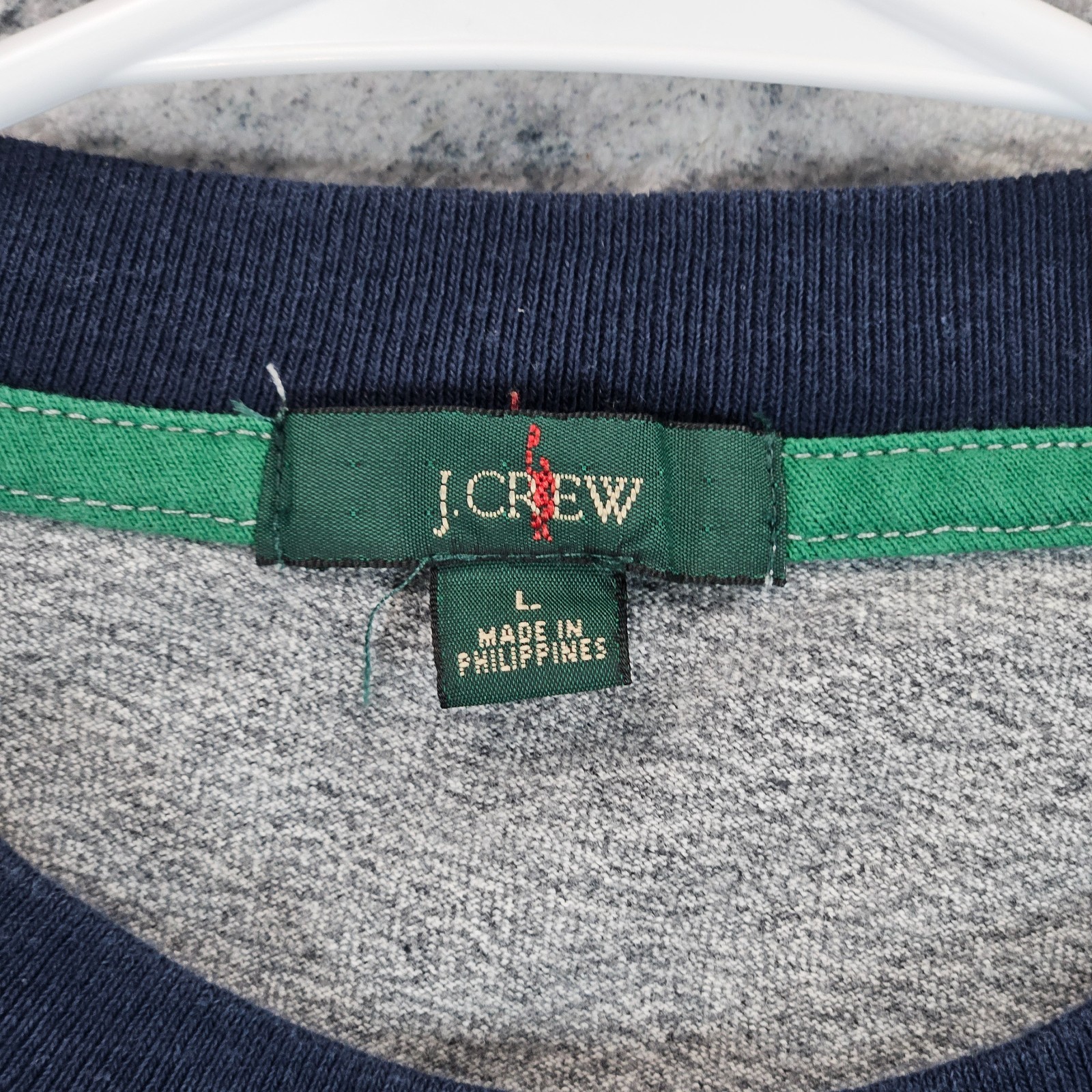 J Crew Oarsman Shirt Mens Large Gray Colorblock Pocket Tee Cotton Casual gallery