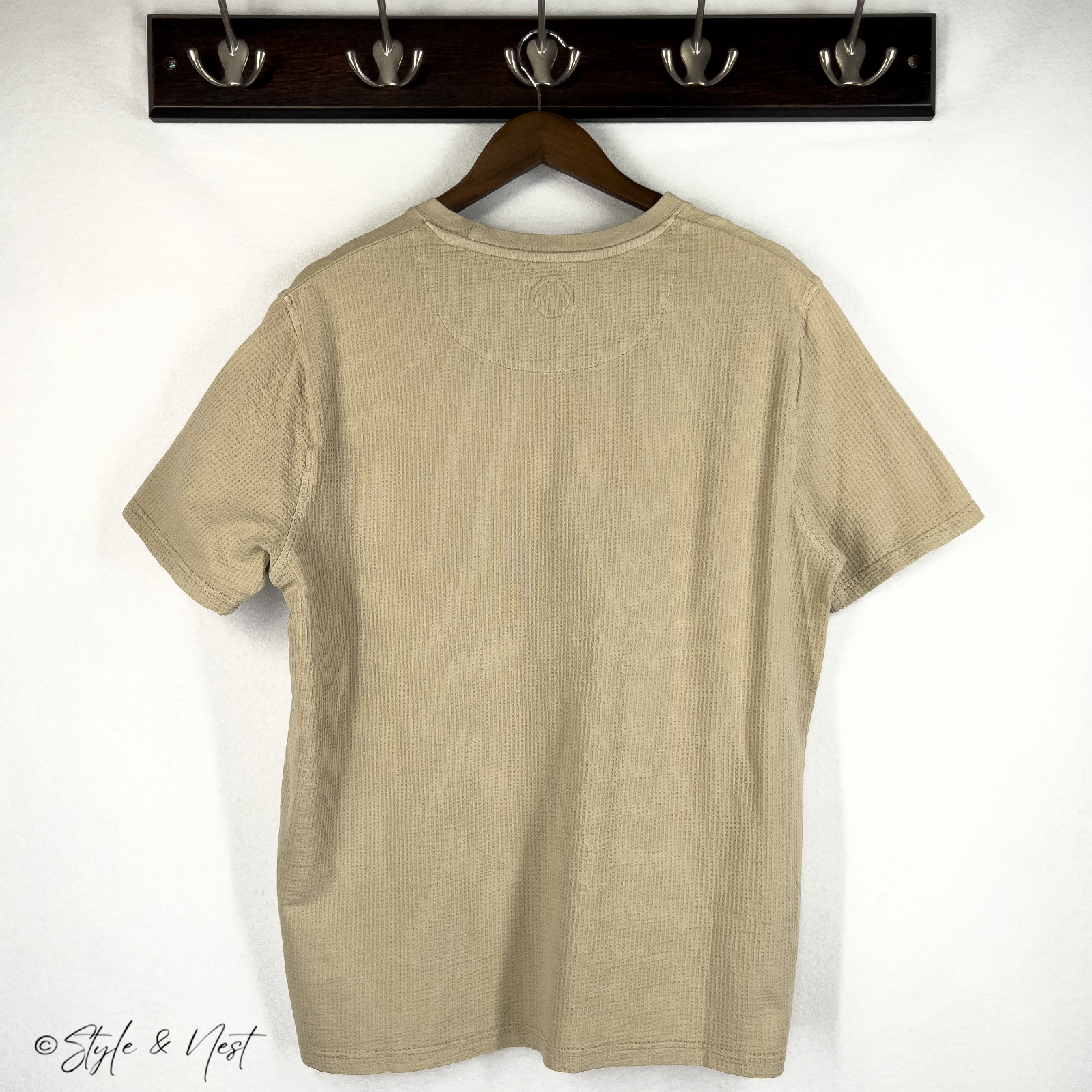 Common People Waffle Knit Tee Medium Stone Cozy Ribbed Coastal Summer gallery