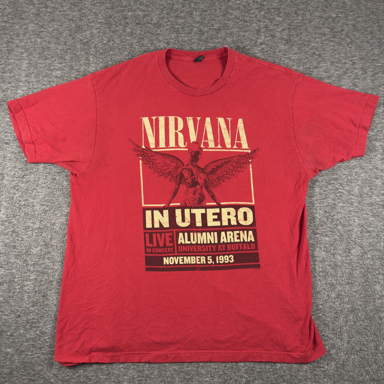 Nirvana In Utero Shirt Mens XL Red 1993 Concert Tee T-Shirt Tultex Band Rock
