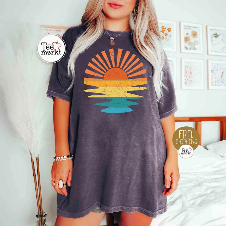 Sunset Summer Beach Vacation Comfort Tee Ocean Relax Outdoors Gift