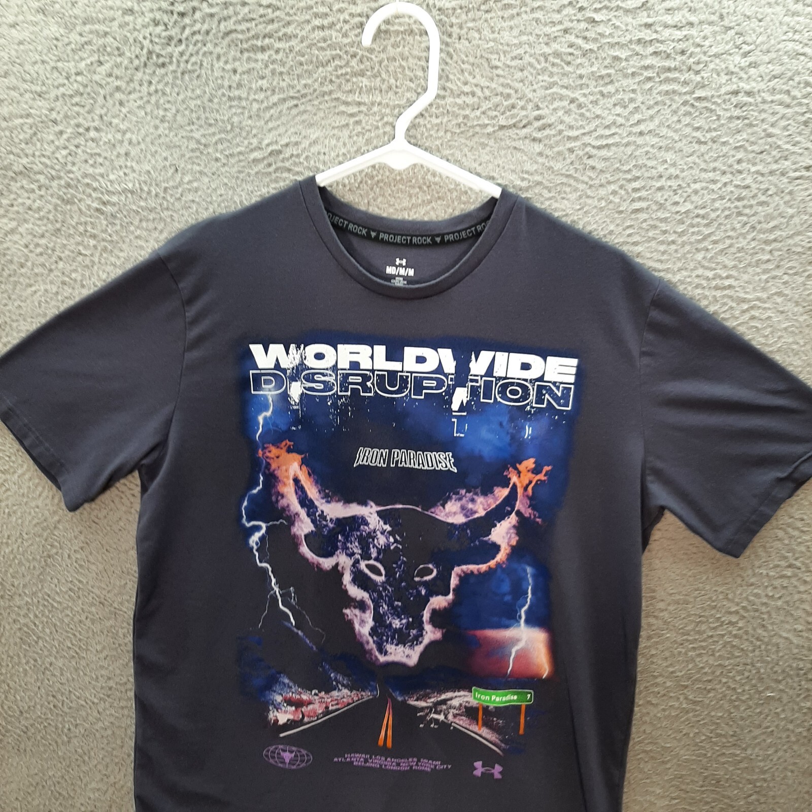 Under Armour Shirt Adult Medium Gray Project Rock Dwayne Johnson Jogging Gym Tee gallery