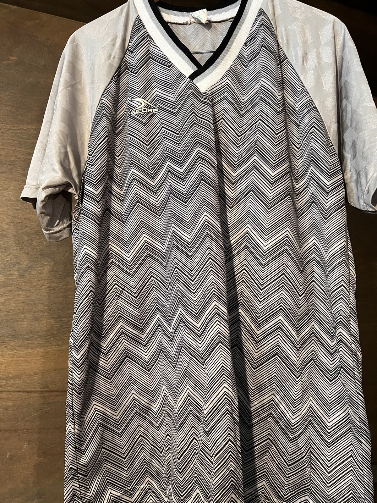 VINTAGE SCORE MENS ATHLETIC SHIRT AMERICAN SOCCER CO. GRAY CHEVRON SIZE LARGE SS gallery