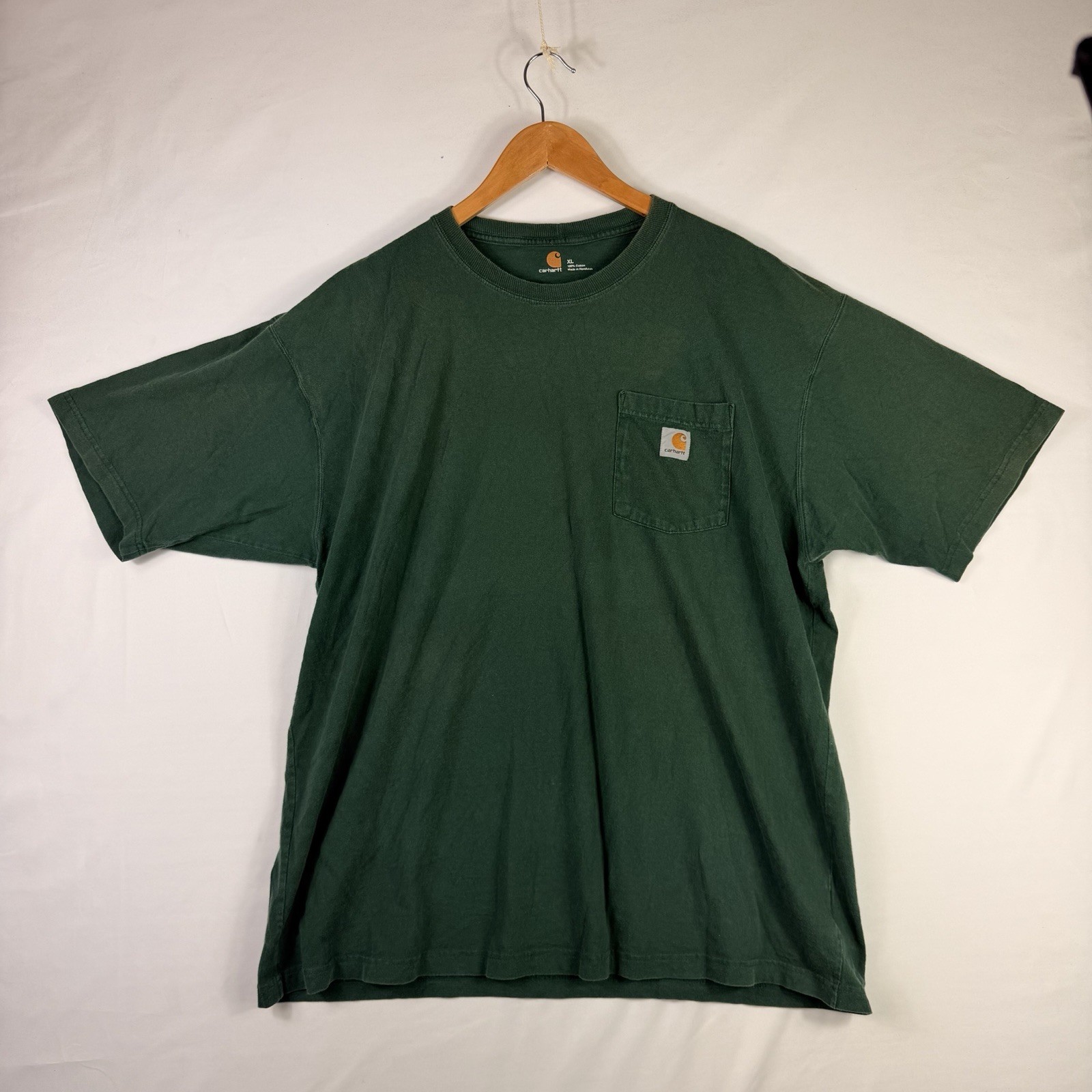 Carhartt T-Shirt Men’s XL Relaxed Fit Green Short Sleeve Pocket Tee 100% Cotton