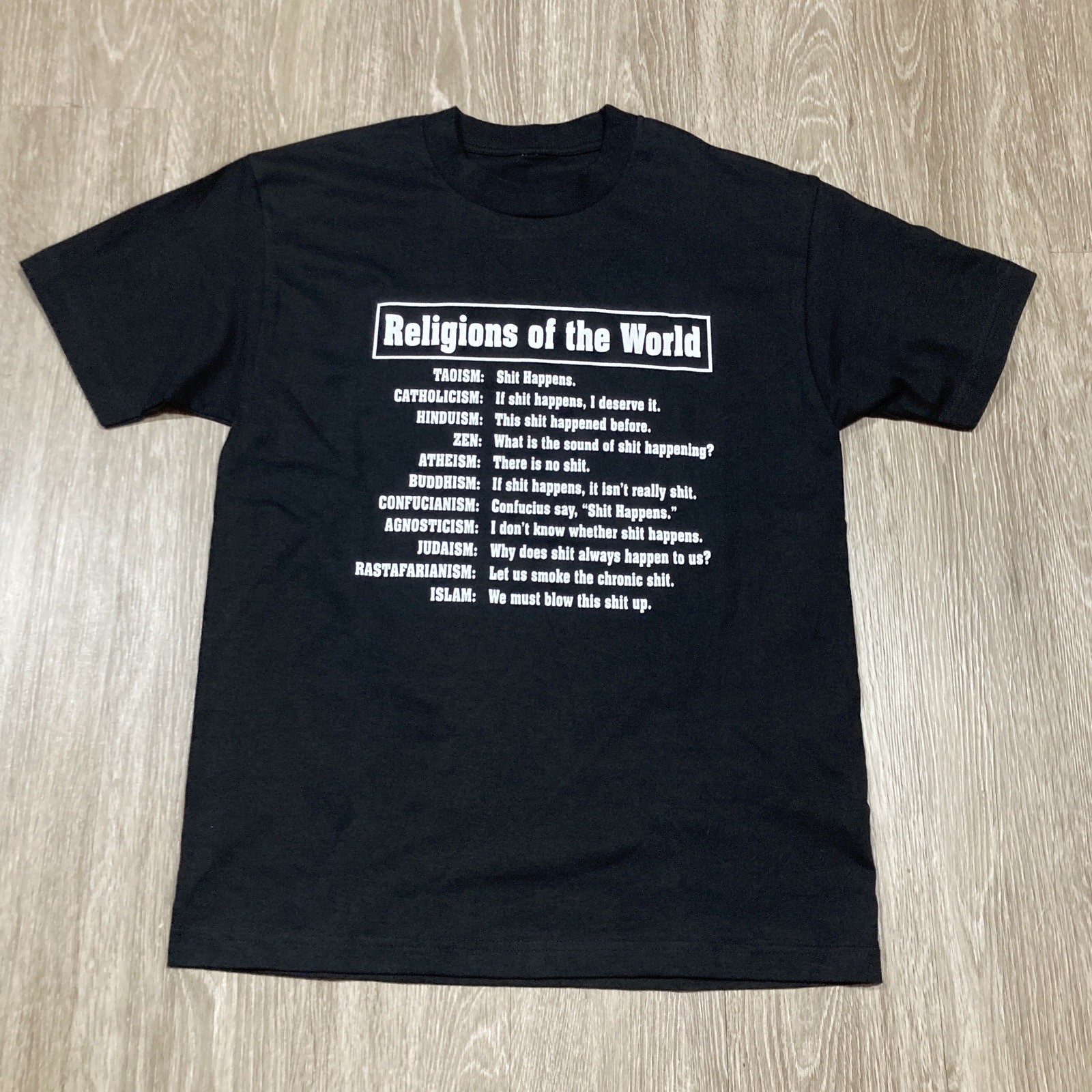 Religions Of The World Shirt M 90s 00s Y2k Blow Up Parody Crude Humor Funny Tee