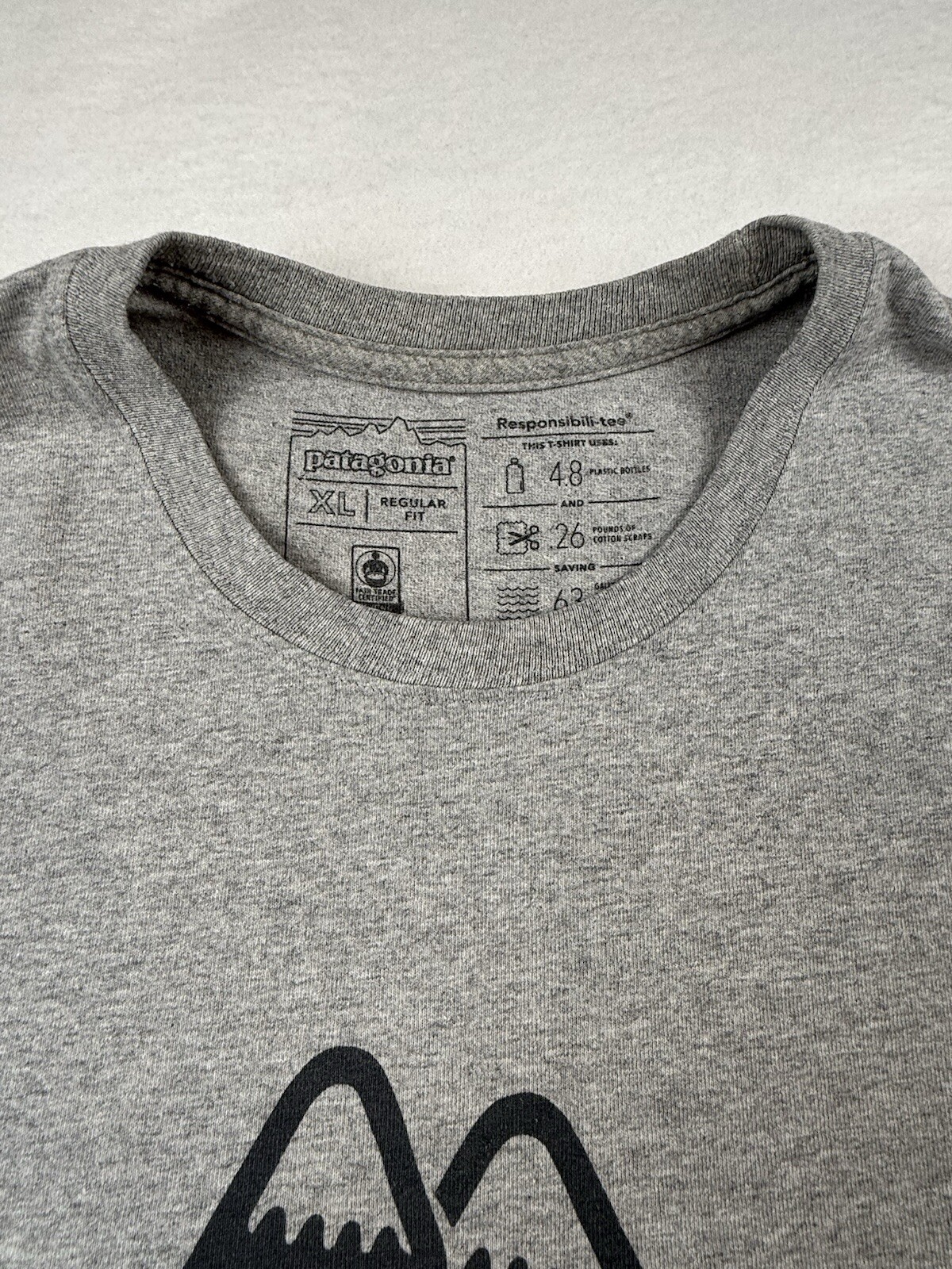 Patagonia T-Shirt Men's XL Gray "Live Simply" Mountains Responsibili-Tee gallery