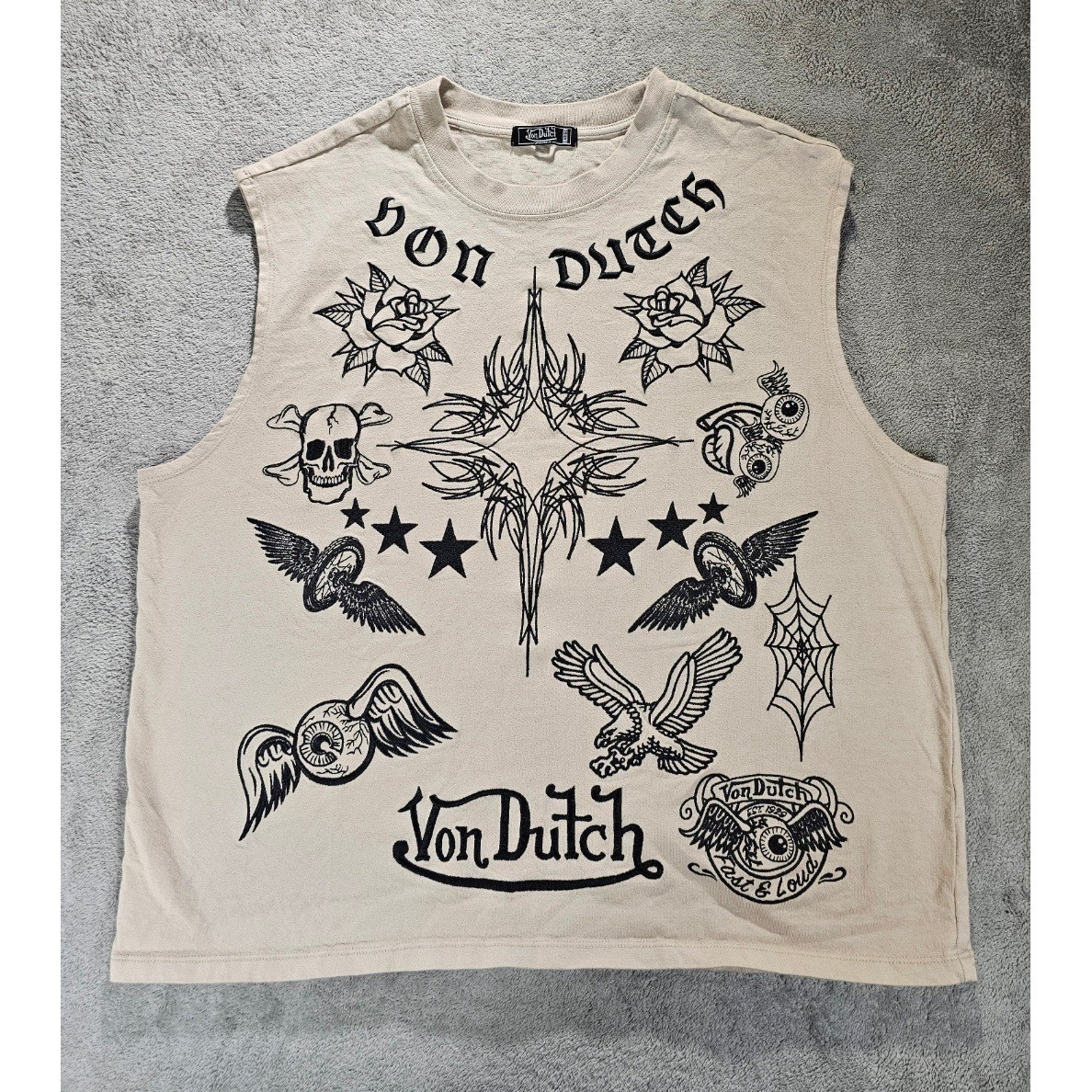 Von Dutch Originals Von Dutch Graphic Sleeveless Tank Top Large Y2K Tattoo Goth gallery