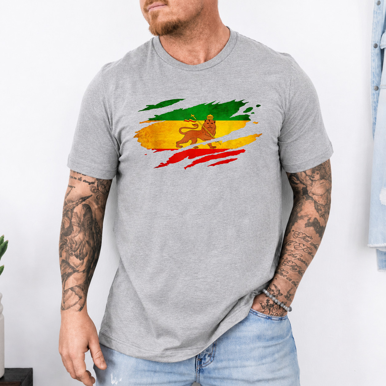 Vintage Old Ethiopia Flag Shirt Lion Judah Rasta Reggae T-Shirt gallery