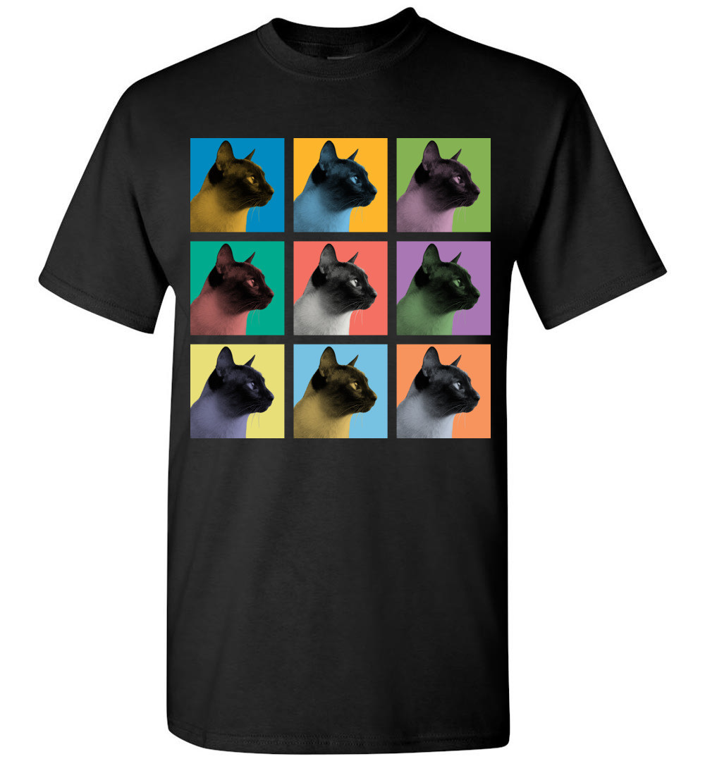 Siamese Cat Pop Blocks T-Shirt - Men Women Youth Kids Tank Long Sleeve Tee gallery
