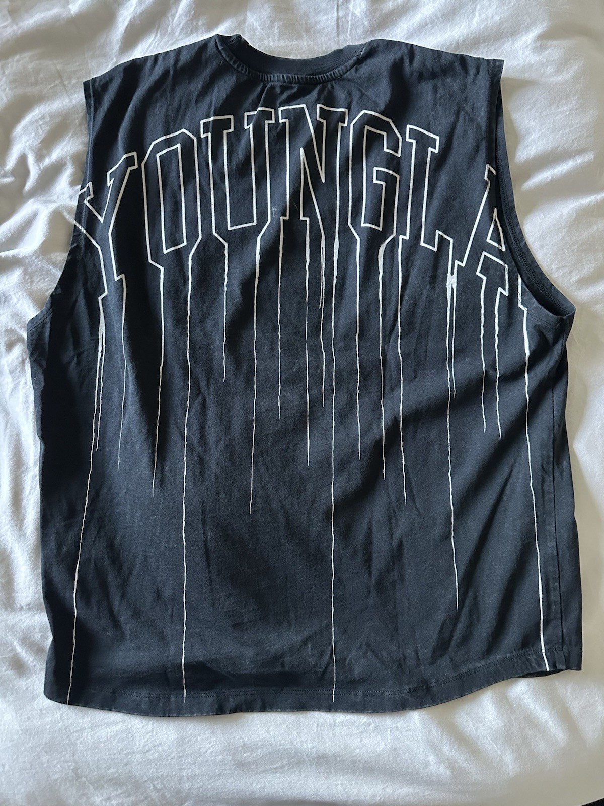 Mens YoungLA 3031 Drip Muscle Tank Top Sleeveless Cut Off - Black Wash Size L gallery