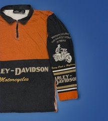 VTG Harley Davidson 1/4 Zip Collared Long Sleeve Size L Y2K Biker Streetwear