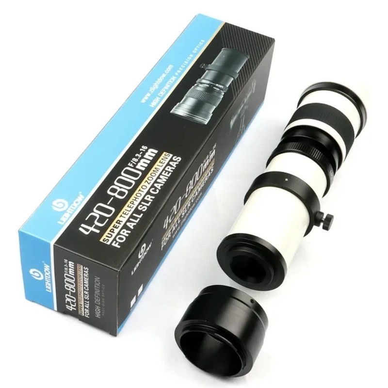 Lightdow Super Telephoto Manual Zoom Lens 420-800mm F8.3-16 With T2 Ring Adapter
