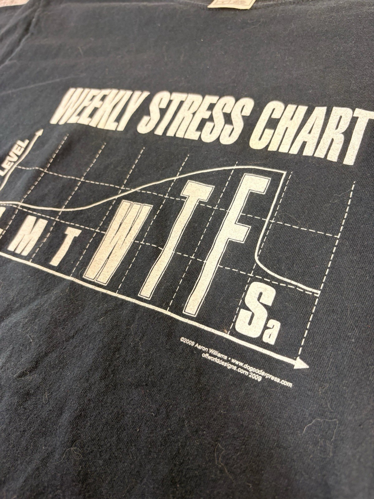 Vintage Stress Chart Funny Quote T Shirt 90s Size Large gallery