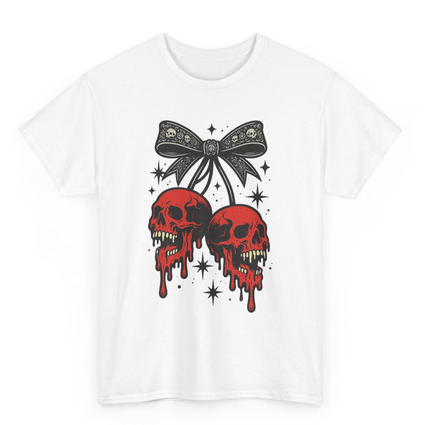 Cherry Skull Graphic Tee, Horror Halloween Spooky Season Funny Unisex Tee