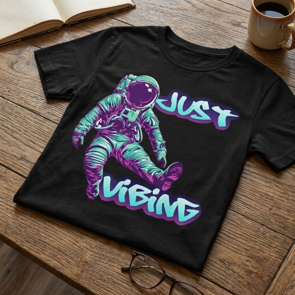 Purple and Teal Astronaut Just Vibing Graphic for Men T-Shirt TA79 gallery