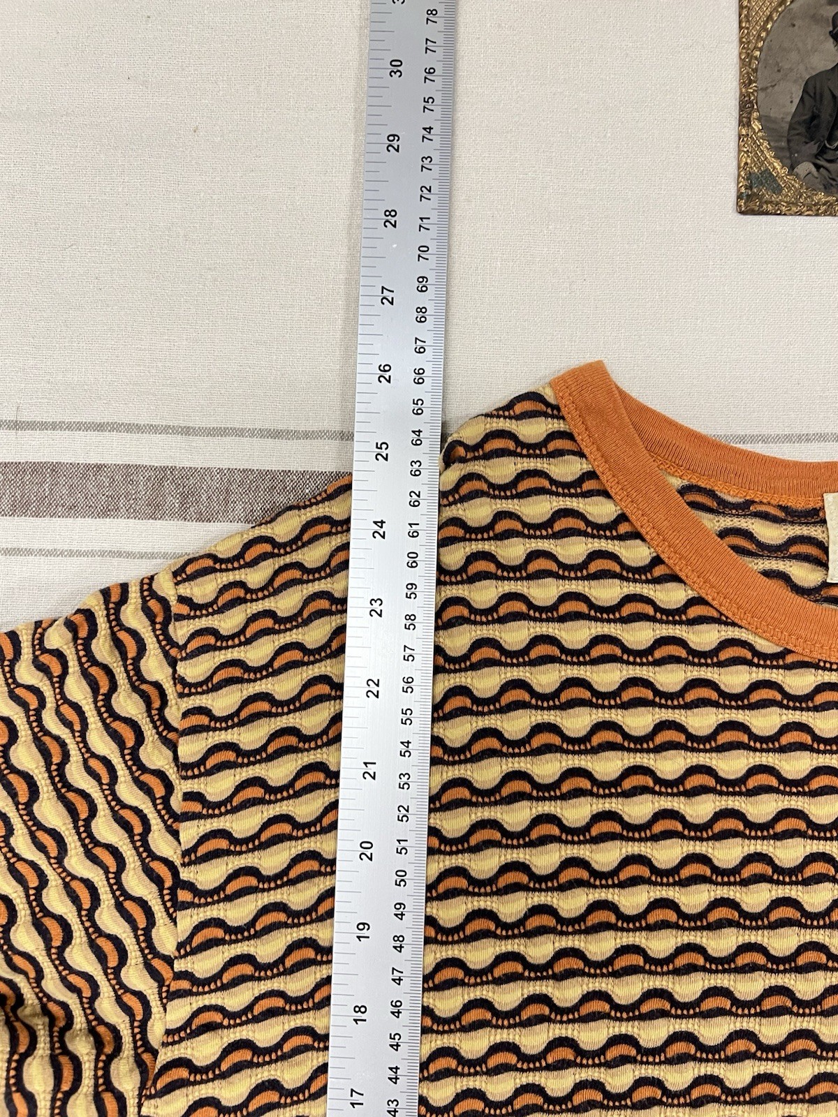 LVC T-Shirt L Levi's Vintage Clothing Casuals Orange Ringer Wave Pattern Stripe gallery