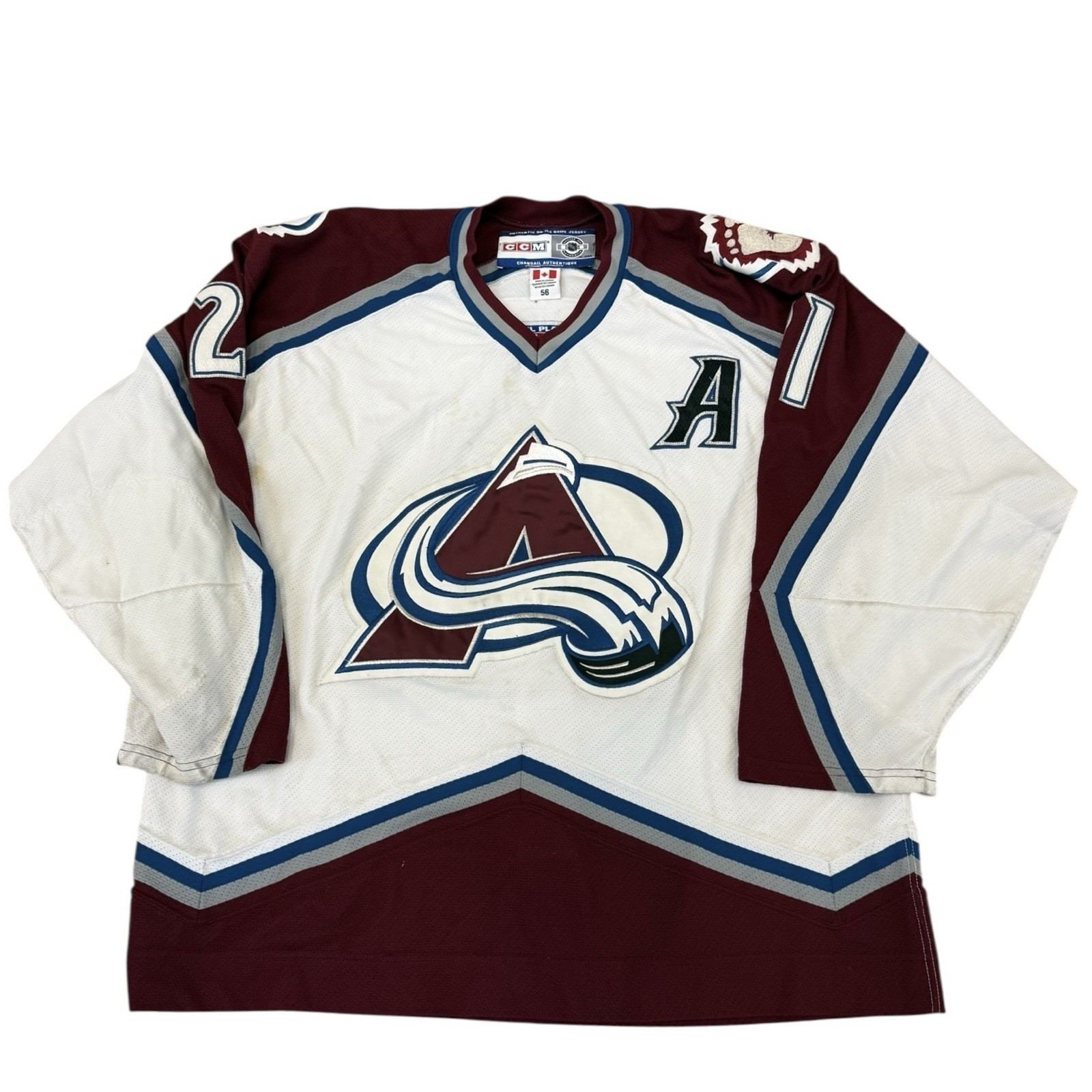 Vintage Colorado Avalanche Peter Foresberg Jersey NHL Hockey Fight Strap Sz 56 gallery