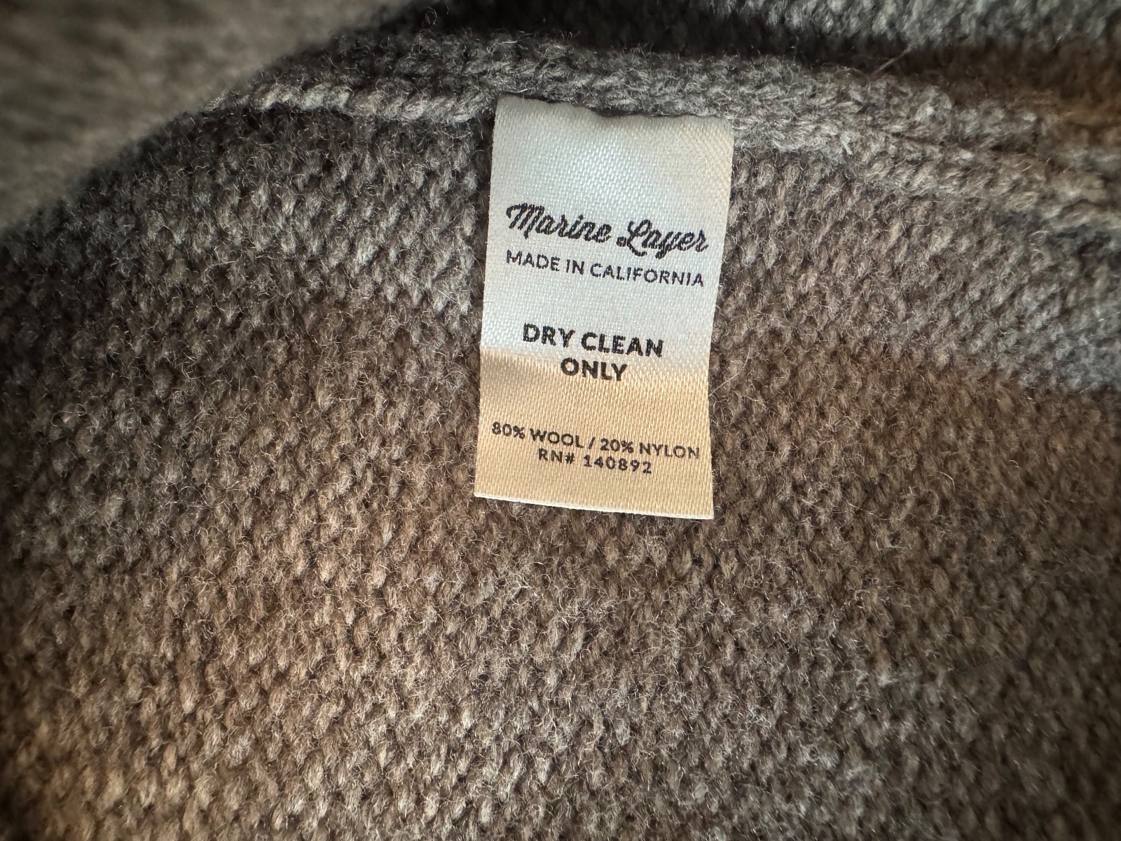 Marine Layer Shawl Sweater, Wool/Nylon, Brown, Medium gallery