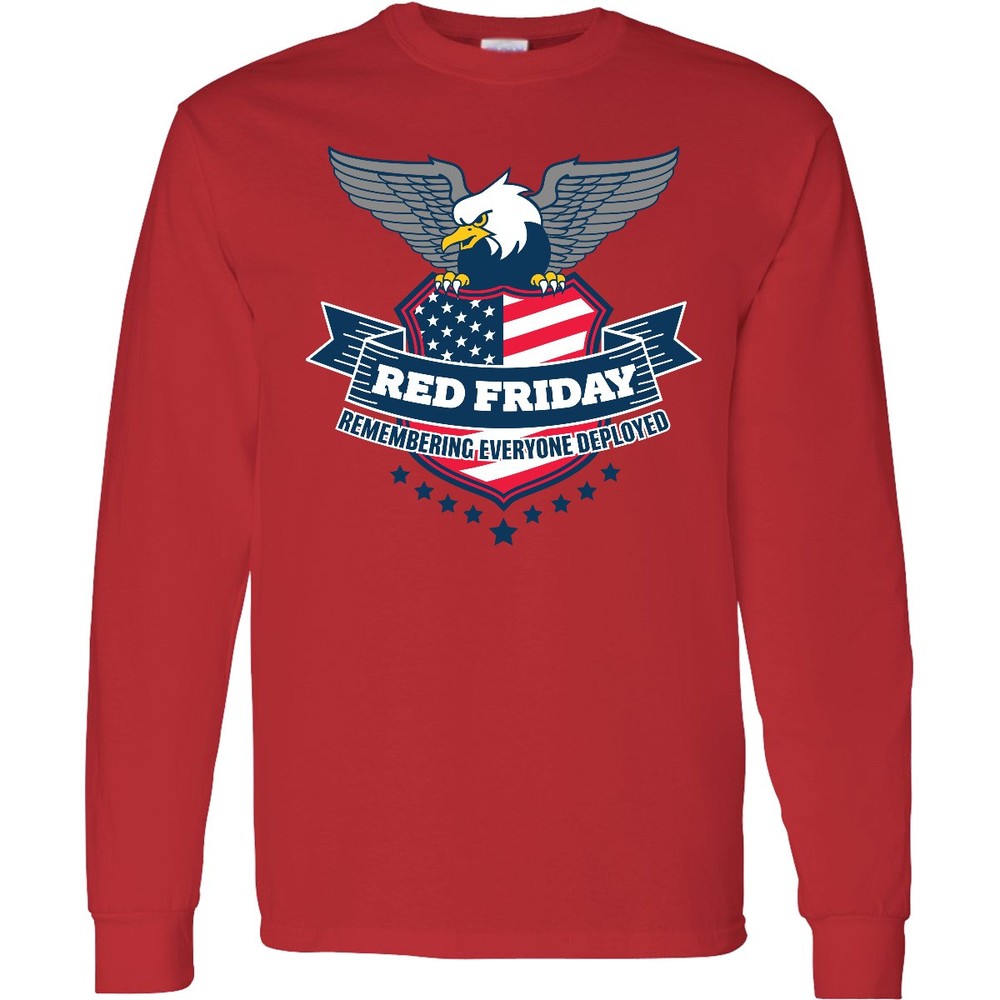 Inktastic Red Friday Remembering Everyone Deployed With Long Sleeve T-Shirt Blue