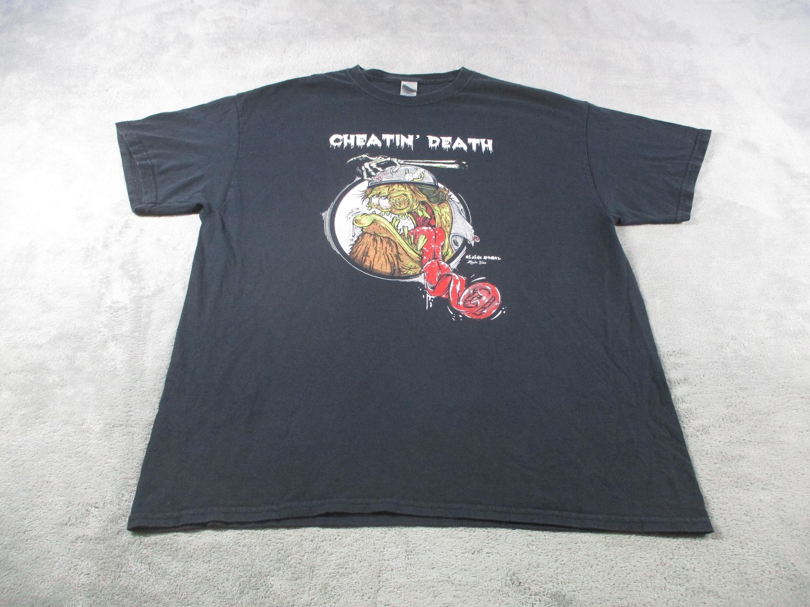 Cheatin’ Death Shirt Mens XL Black Gildan Hijinx Apparel Horror Graphic Tee