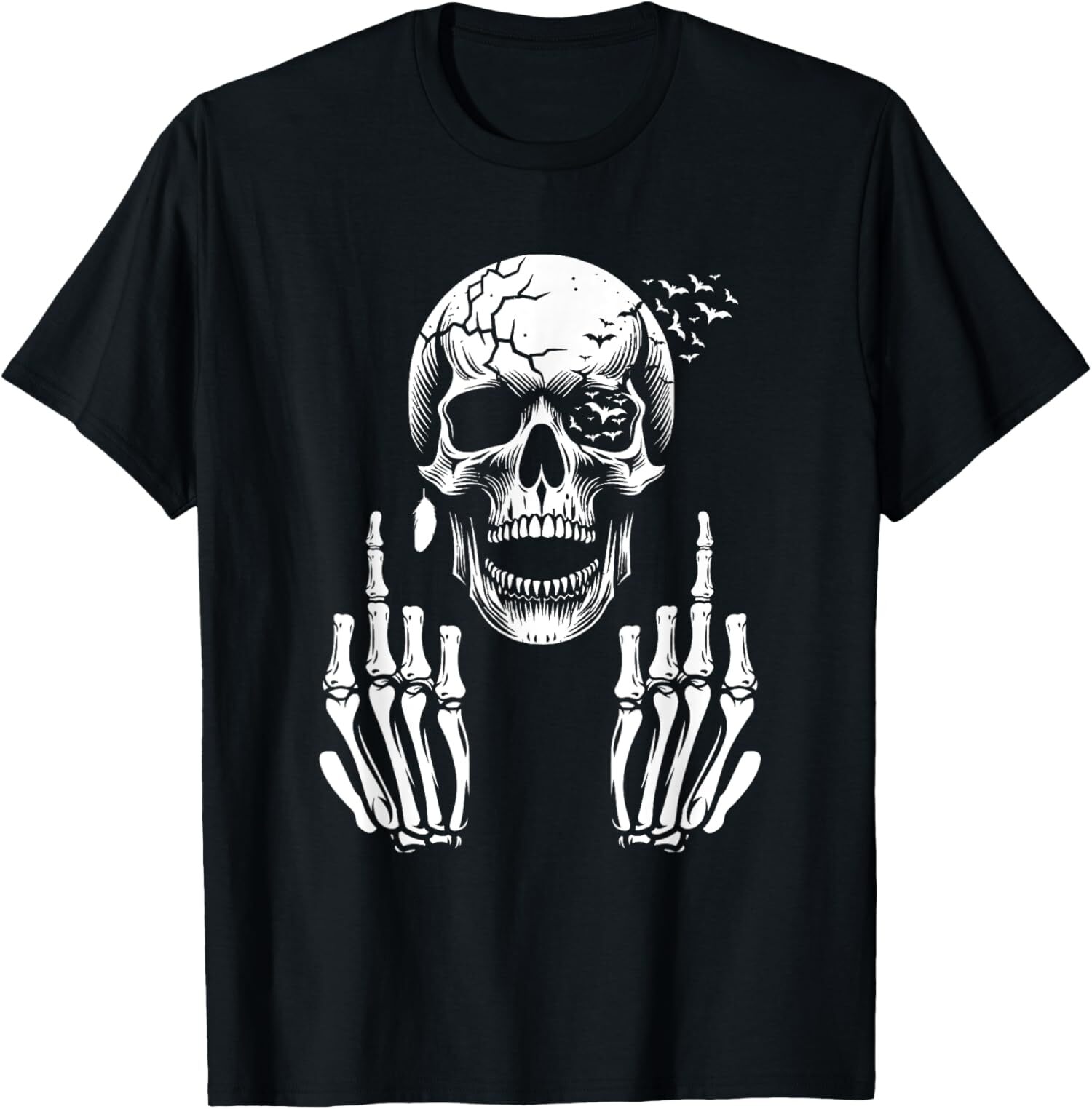 NEW LIMITED Skull Skeleton Middle Finger, Funny Adult Humor T-Shirt S-3XL