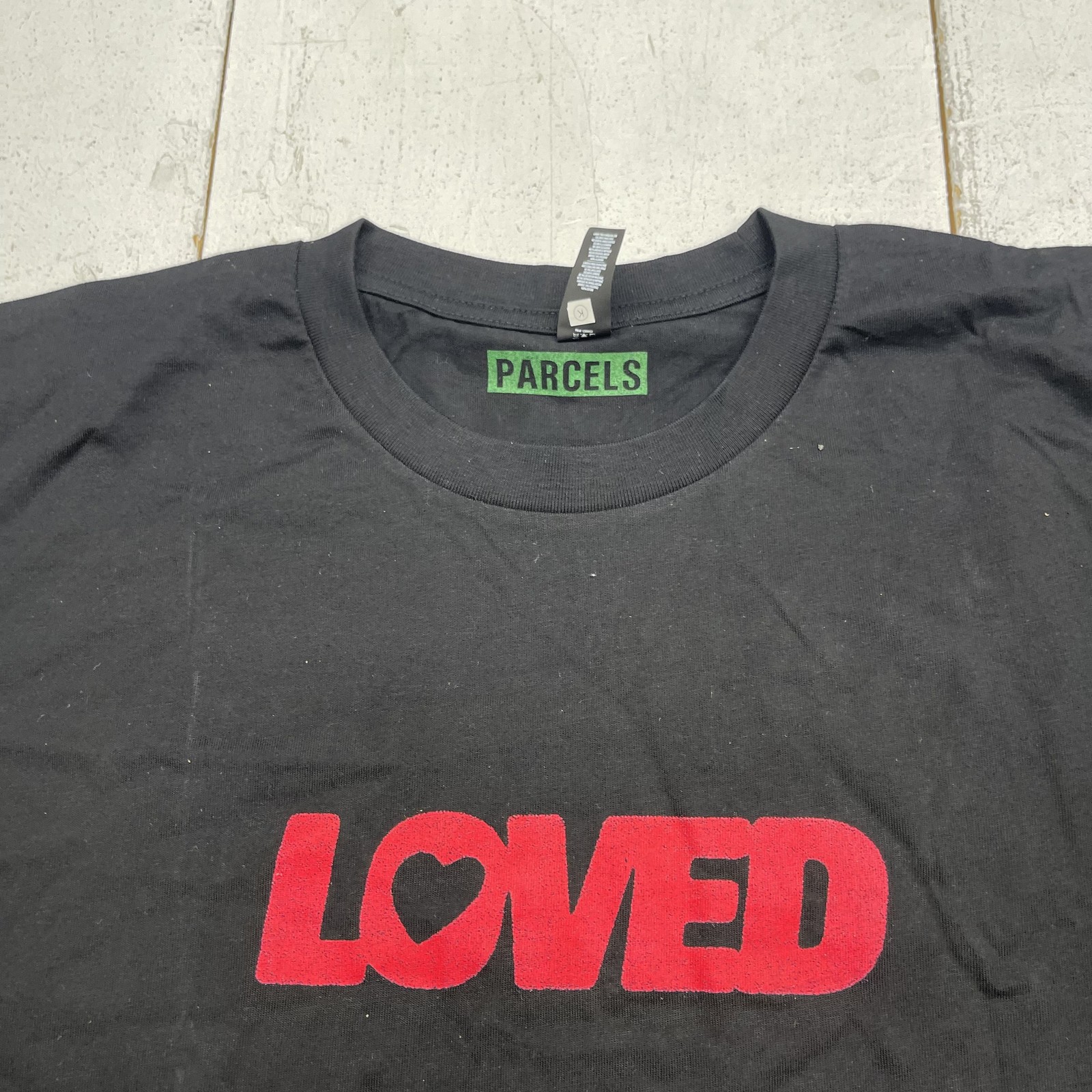 AS Colour Loved Shirt Mens 2XL Black Parcels Logo Graphic Tee Cotton Heart gallery