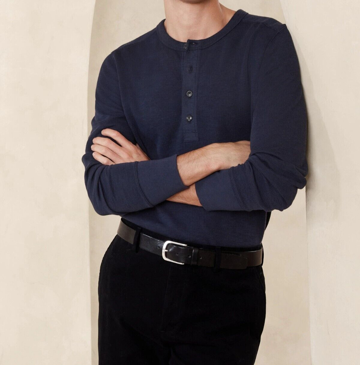 BANANA REPUBLIC Double-Knit Henley T-Shirt #734154 gallery