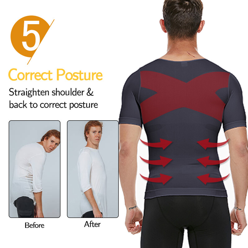 Men's Slimming T-shirt Weight Loss Body Shaper Tank Tops Chest Compression Shirt gallery