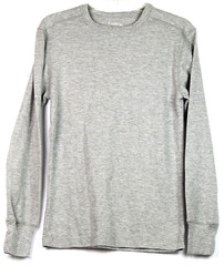 Carbon Light Gray Cotton/Poly Thermal Waffle Knit Long Sleeve Crew T-Shirt S