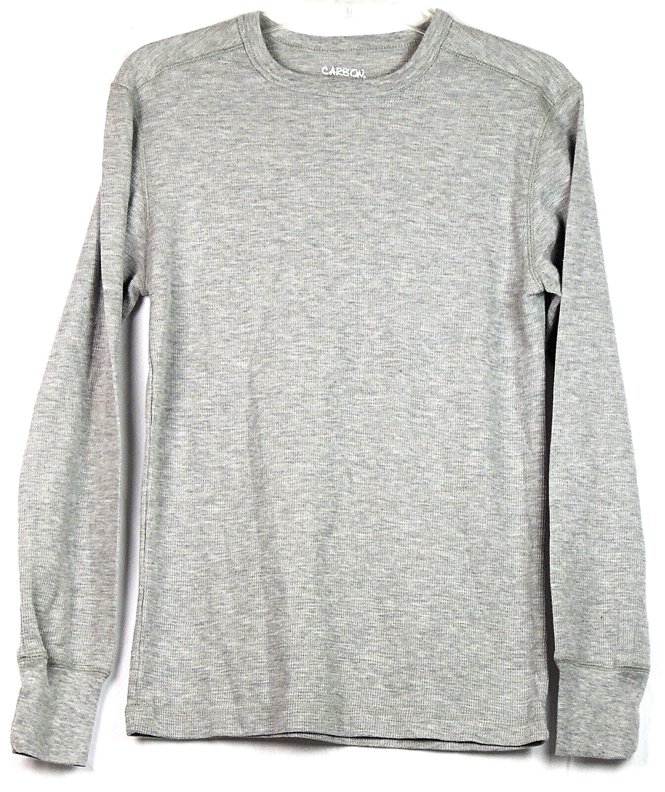 Carbon Light Gray Cotton/Poly Thermal Waffle Knit Long Sleeve Crew T-Shirt S