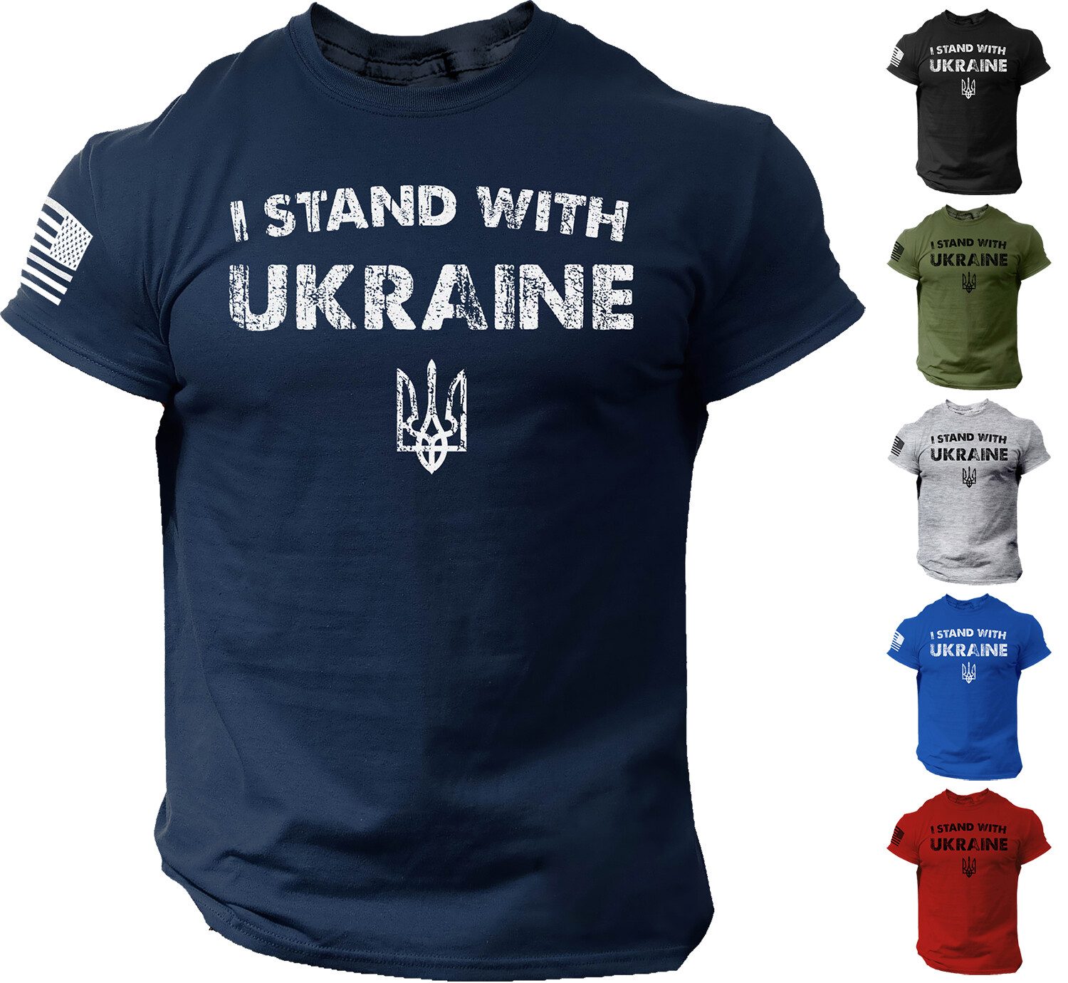 I Stand With Ukraine T Shirt American Flag Ukrainian Support gallery